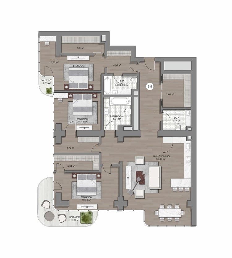 Планировка квартиры 6.5