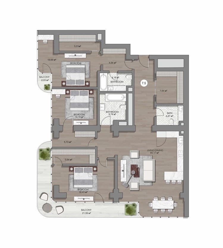 Планировка квартиры 7.5